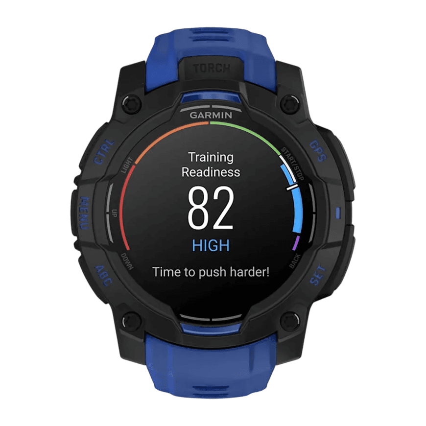 Спортивные часы Garmin Instinct 3, 45 мм, AMOLED, силиконовый ремешок цвета «синий/чёрный» — фото 2