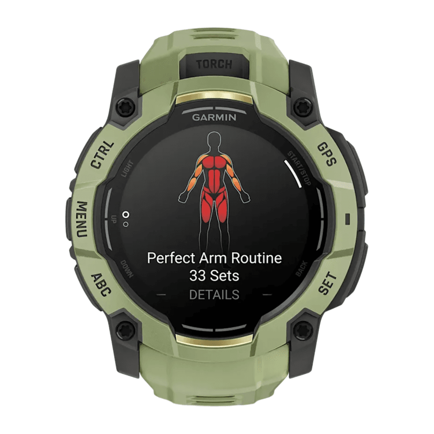 Спортивные часы Garmin Instinct 3, 50 мм, AMOLED, силиконовый ремешок цвета «зелёный папоротник» — фото 4