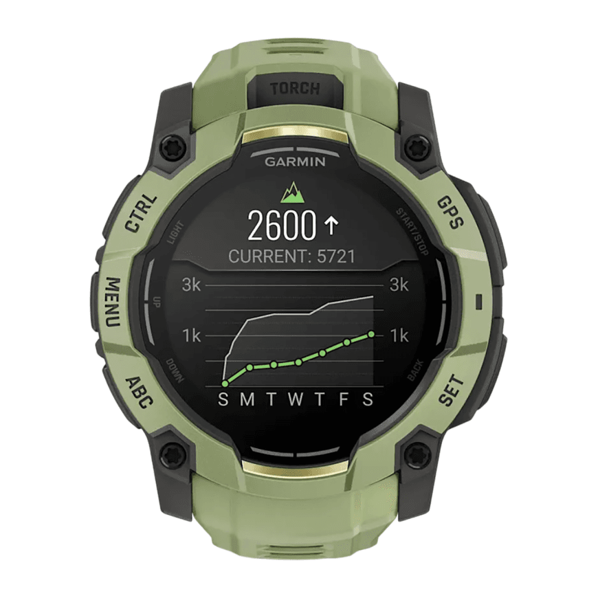Спортивные часы Garmin Instinct 3, 50 мм, AMOLED, силиконовый ремешок цвета «зелёный папоротник» — фото 3