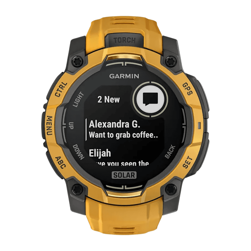 Спортивные часы Garmin Instinct 3, 45 мм, Solar, силиконовый ремешок цвета «солнечный луч/серый» — фото 4