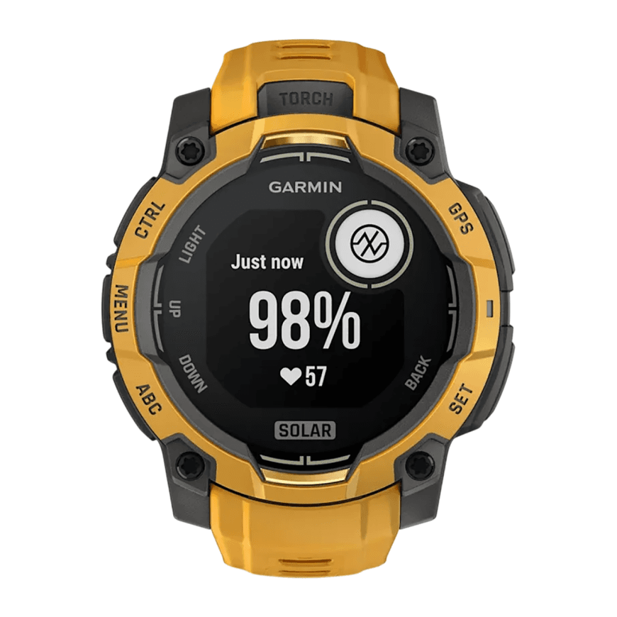 Спортивные часы Garmin Instinct 3, 45 мм, Solar, силиконовый ремешок цвета «солнечный луч/серый» — фото 2