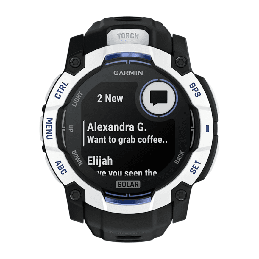 Спортивные часы Garmin Instinct 3, 50 мм, Solar, силиконовый ремешок цвета «чёрный/синий» — фото 3