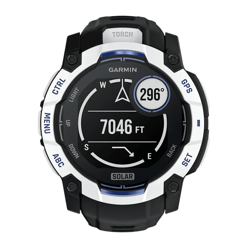 Спортивные часы Garmin Instinct 3, 50 мм, Solar, силиконовый ремешок цвета «чёрный/синий» — фото 5