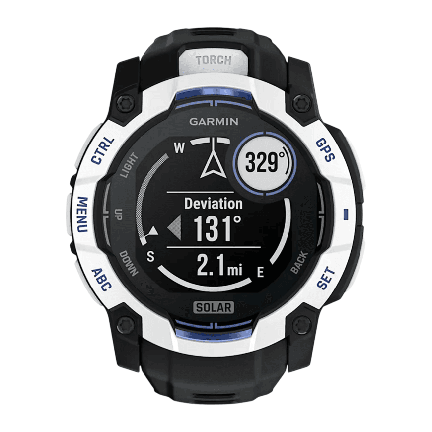 Спортивные часы Garmin Instinct 3, 50 мм, Solar, силиконовый ремешок цвета «чёрный/синий» — фото 2