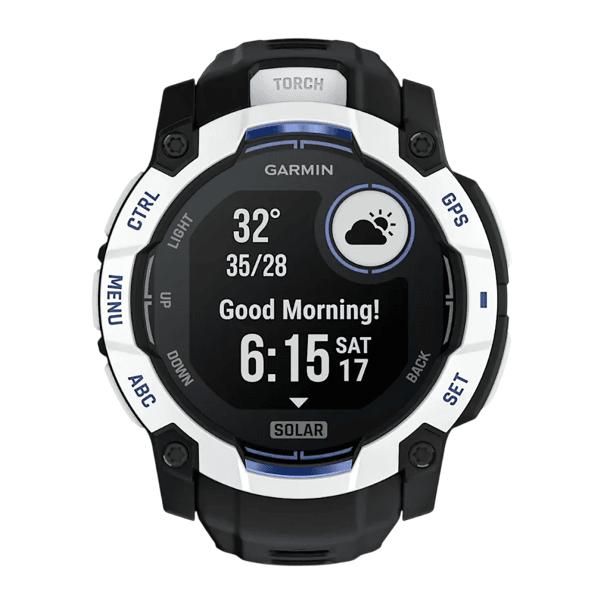 Спортивные часы Garmin Instinct 3, 50 мм, Solar, силиконовый ремешок цвета «чёрный/синий» — фото 4