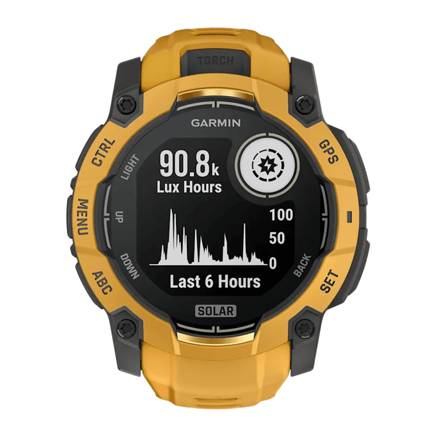 Спортивные часы Garmin Instinct 3, 50 мм, Solar, силиконовый ремешок цвета «солнечный луч/серый» — фото 2