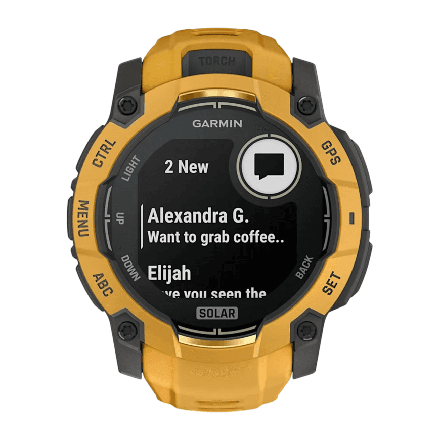 Спортивные часы Garmin Instinct 3, 50 мм, Solar, силиконовый ремешок цвета «солнечный луч/серый» — фото 4