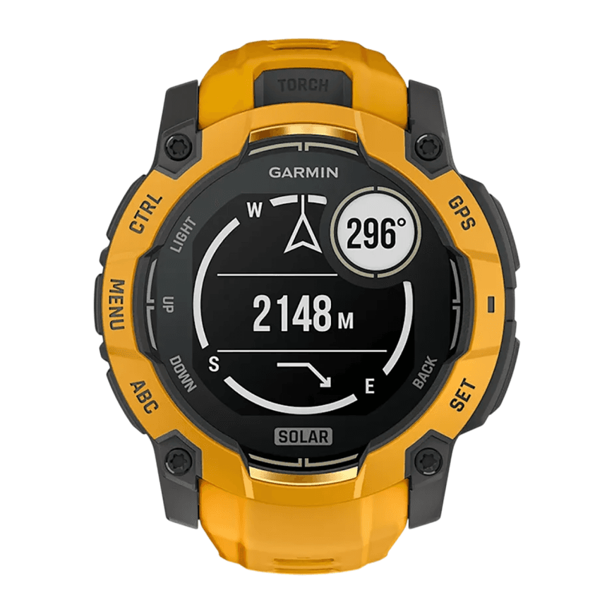 Спортивные часы Garmin Instinct 3, 50 мм, Solar, силиконовый ремешок цвета «солнечный луч/серый» — фото 6